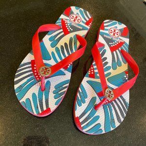 Tory Burch Flip Flops with Silver medallion